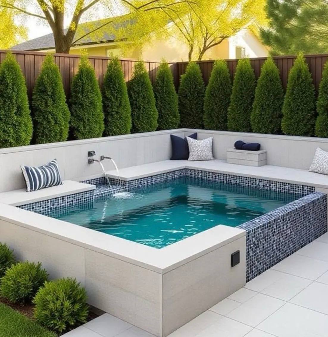 Custom pool with cushioned seating